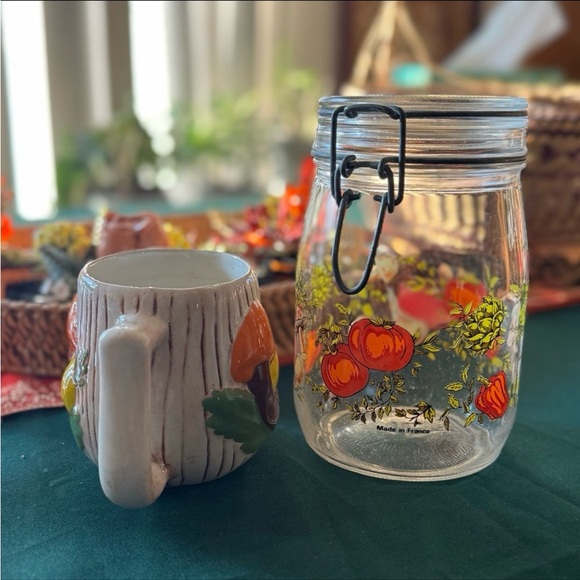 Vintage Mushroom Themed Glass Jar and Ceramic Mug Set - Picture 4 of 11